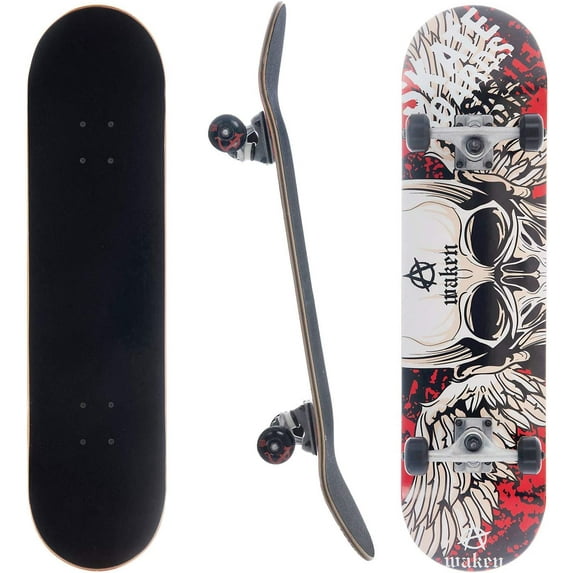 Awaken 8" Complete Skateboard (Skull Wing)