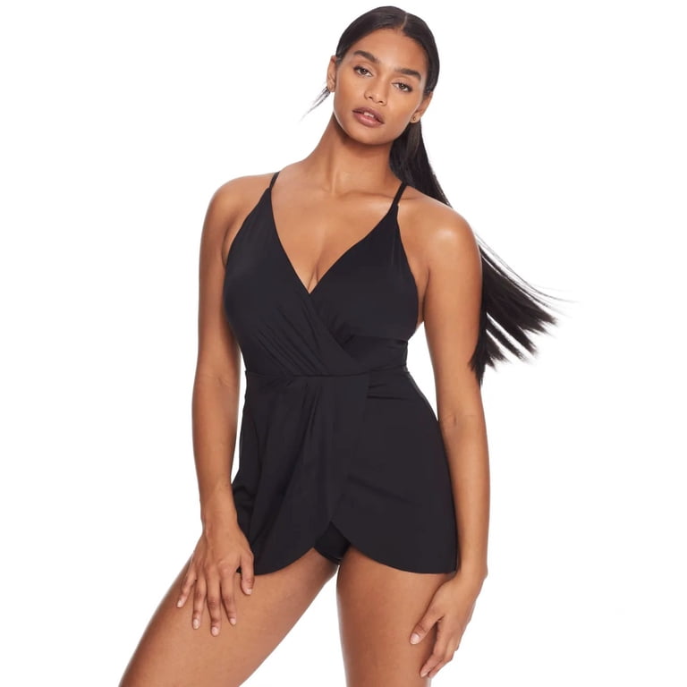 Anne Cole womens Surplice Maillot Swimdress, 10, Black - Walmart.com