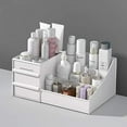 thumbnail image 1 of Organizador de maquillaje, caja de almacenamiento, tocador pequeño para cosméticos, lápiz labial, organizador de baño para dormitorio, encimera para mujeres y niñas (blanco), 1 of 5