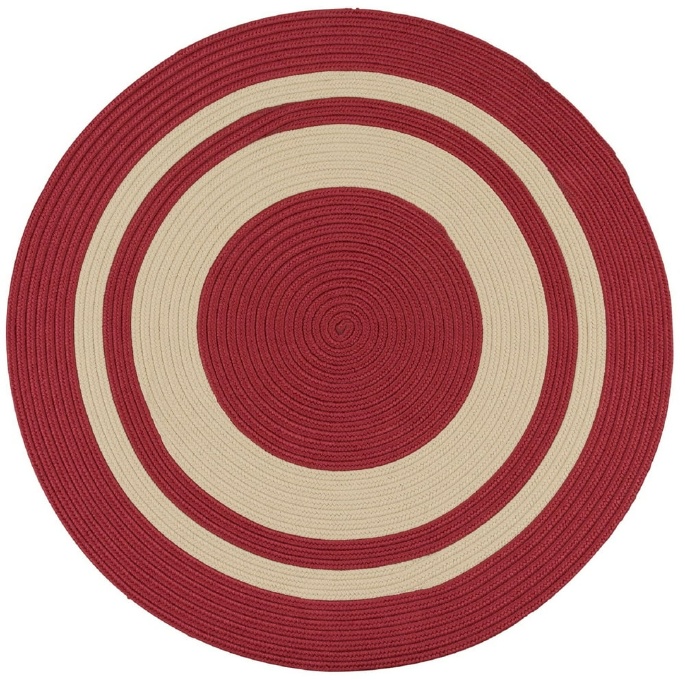 11' Brick Red Round Handmade Braided Area Throw Rug