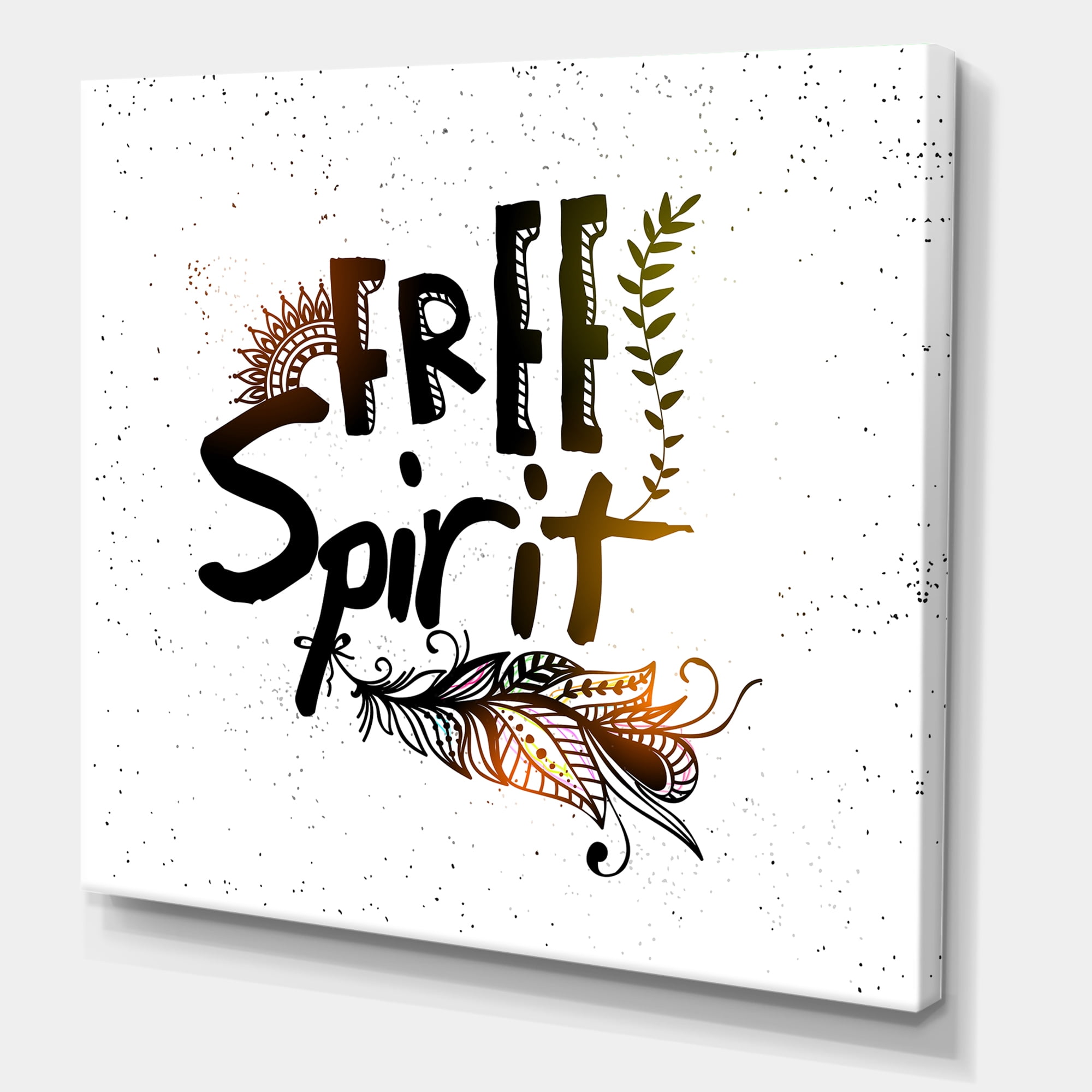 Designart ' Free Spirit Ethnic Feather ' Bohemian & Eclectic Canvas Wall Art Print