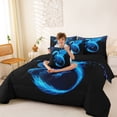 thumbnail image 3 of Erosebridal Kids Blue Dragon Twin Bedding Sets 7-Piece, Pixelate Miner Bedding Comforter Set, Black Reversible, 3 of 7