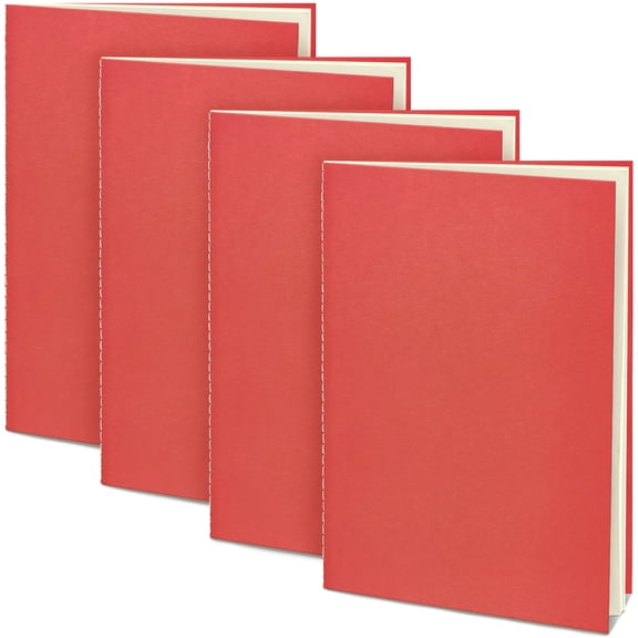 4 Pack Blank Notebooks - 5.5"x 8.3", 60 Pages - Small Journals Bulk, Kraft Paper Notebooks for Drawing & Writing, Sketchbooks with Soft Cover, Unlined Paper, A5 Travel Size