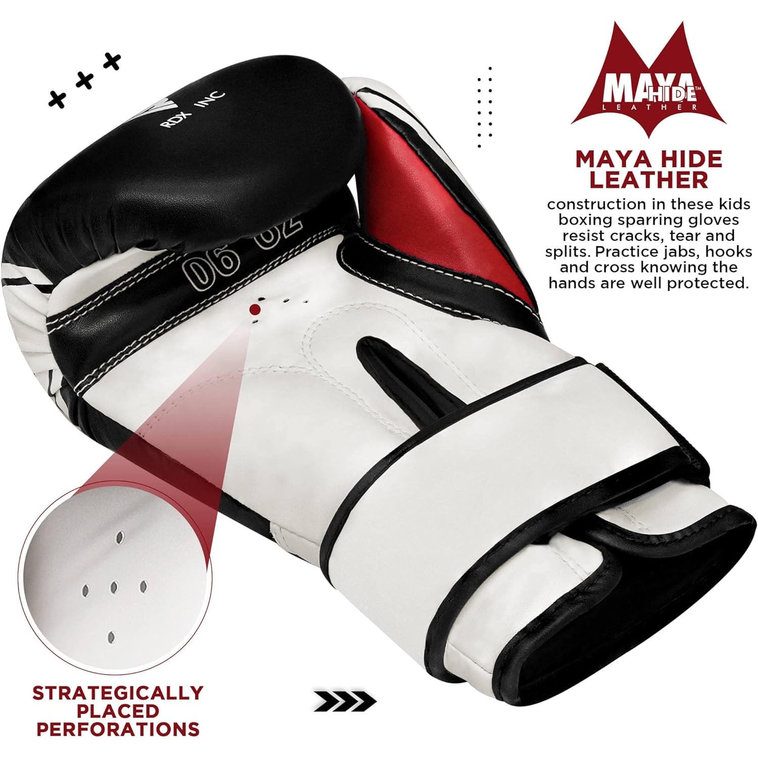 RDX Boxing Gloves for Kids, Maya Hide Leather Junior Champions Punching Training Gloves for Boxing, MMA, Muay Thai Gloves with Ventilated Palm