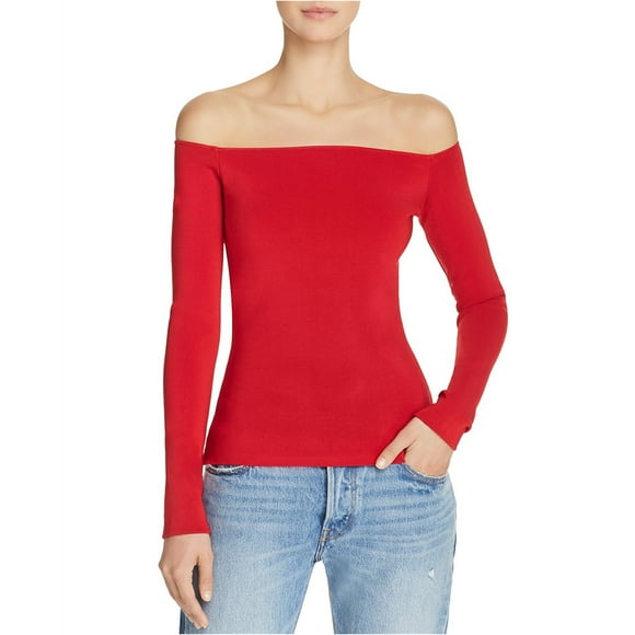 Elizabeth and James Womens Raylen Off the Shoulder Blouse, Red, Large
