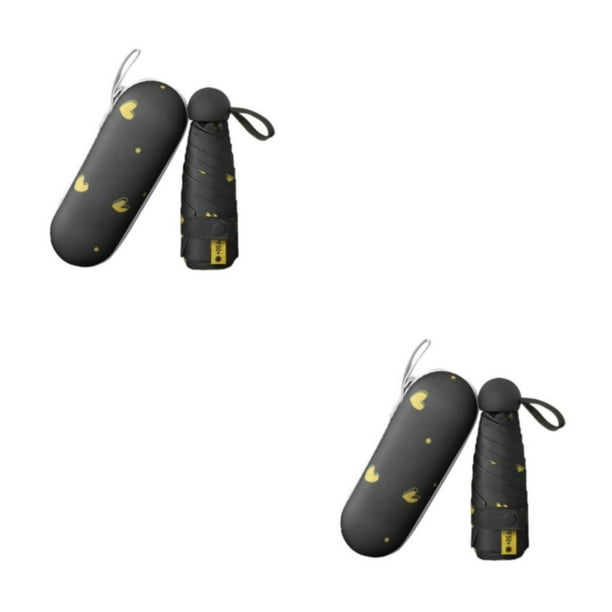 Billuyoard Sombrilla con Forma de Cápsula Love para Llevar Convenientemente Sombrilla con Bloqueo Eficiente Protección Solar Love Black 6 amor negro seis 2Conjunto