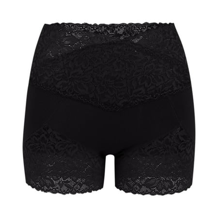 GA WEIHUA Savings Clearance 2063!Pretty Lace Boxer Briefs for Women V Cut Criss Cross High Rise Panties Stretch Boyshort Panty Floral Lace Lingerie(Black L)