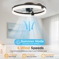 thumbnail image 5 of Gianna 23.6 Inch Ceiling Fans with Lights, Ceiling Fan, Low Profile Fandelier, 3000K-6500K Dimmable LED Flush Mount for Living Room, 6-Speed Reversible, App Control, Black, 5 of 7