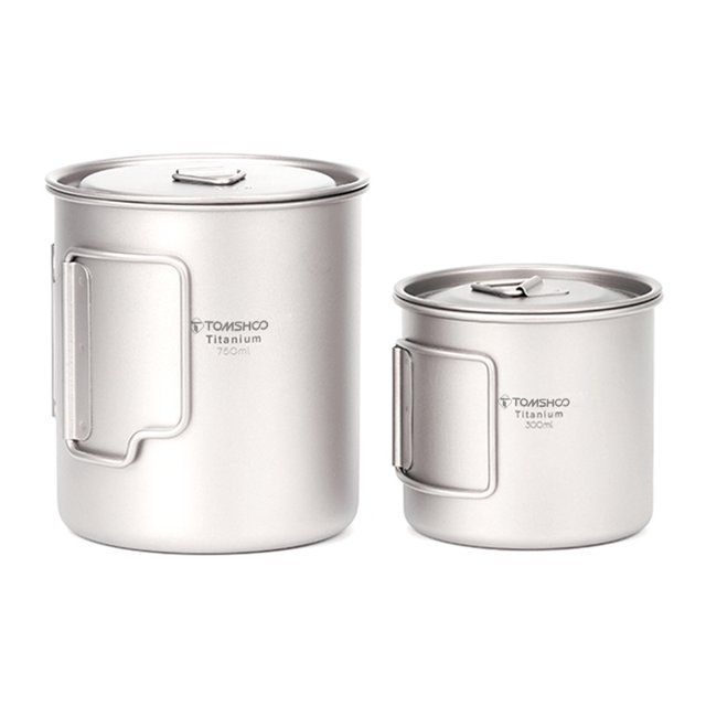 TFixol Taza de titanio ultraligera portátil para exteriores Juego de 2 tazas 300 ml