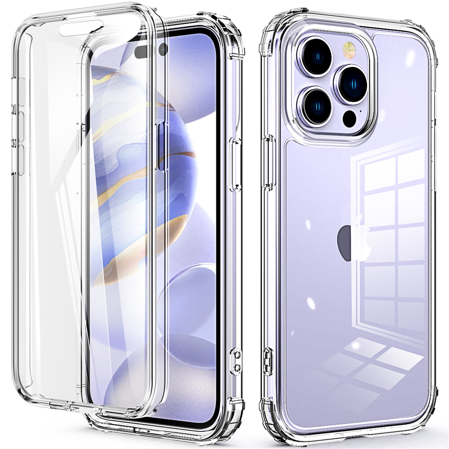 Allytech Clear Case for iPhone 14 Pro Max 2022, Built-in Screen Protector Anti-Scratch Full Body Shockproof Anti-Yellowing Case for iPhone 14 Pro Max 6.7', Clear