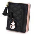 thumbnail image 7 of UTO Small Wallets for Women Girls PU Leather Card Holder Billfold Coin Purse with Cute Cat Tassel Pendant(Black), 7 of 7