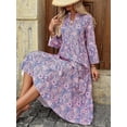 thumbnail image 5 of Women's Long Sleeve Floral Printed A-Line Maxi Dress, 5 of 8
