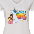 thumbnail image 4 of Inktastic Embrace Your Magical Side Girl Hugging A Unicorn Women's V-Neck T-Shirt, 4 of 5