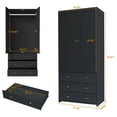 thumbnail image 4 of PHOYAL Black Wardrobe Armoire Closet with Shelves and 3 Drawer, Freestanding Closet Wardrobe Cabinet for Hanging Clothes, 31.42" * 18.94" *70.87", 4 of 8