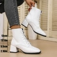 thumbnail image 4 of Wensltd Pointed Toe Boots Women Mid Heel British Style Square Toe Fashion Office Work Shoes, 4 of 9