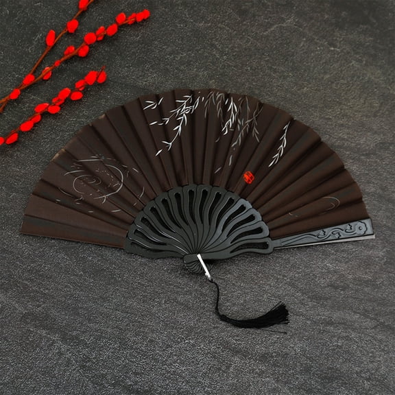 Handheld Floral Folding Fans Hand Held Silk Bamboo Fans with Tassel Women Hollowed Hand Foldable Fan with Fabric Sleeve for Dancing Wedding Decoration Gifts
