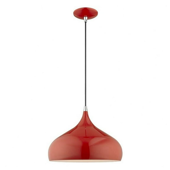 1 Light Mini Pendant in Coastal Style 13.75 inches Wide By 15 inches High-Shiny Red Finish Bailey Street Home 218-Bel-3110417