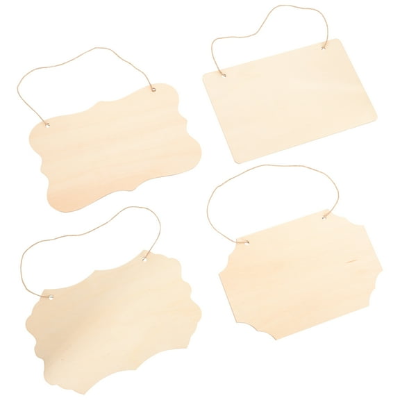 WORGEOUS  4 Pcs Unfinished Wood Craft Supplies Artificial Decoration Signs Home