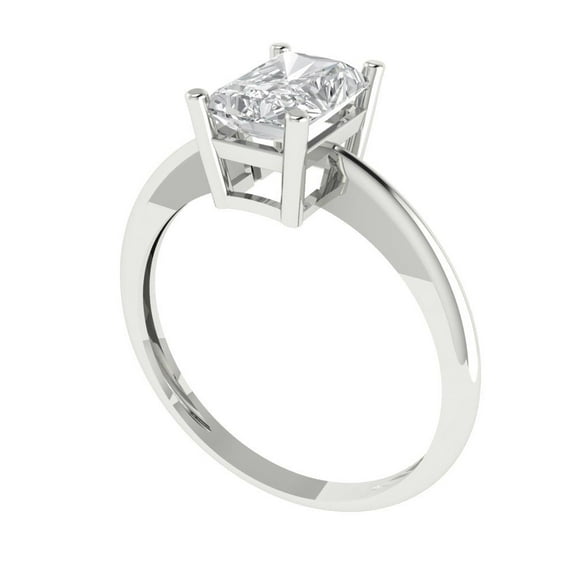1.75 ct Radiant Cut Simulated Diamond Solitaire Engagement Ring for Women in 18K White Gold