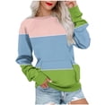 thumbnail image 2 of Xcmzpl Women's Sweatshirts Basic Color Block Crewneck Sweatshirt Fashion Pullover Tops Work Long Sleeve T-shirts Winter Fashion, 2 of 6