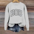 thumbnail image 3 of WEIWEN Halloween Sweatshirt for Women Cute BOO Graphic Shirts Crewneck Embroidered Ghost Pullover Fall Sweaters for Women Outfits Tops Women's Clothing Grey, L, 3 of 5