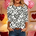 thumbnail image 1 of Hauts pour Femmes T-Shirt à Manches 3/4 à Imprimé Cœur de la Saint-Valentin à Col Rond Noir m, 1 of 6