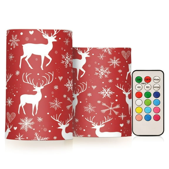 BZSMCE Flameless Candles LED Lights Snowflake and Reindeer Pattern Creativity Battery Candles