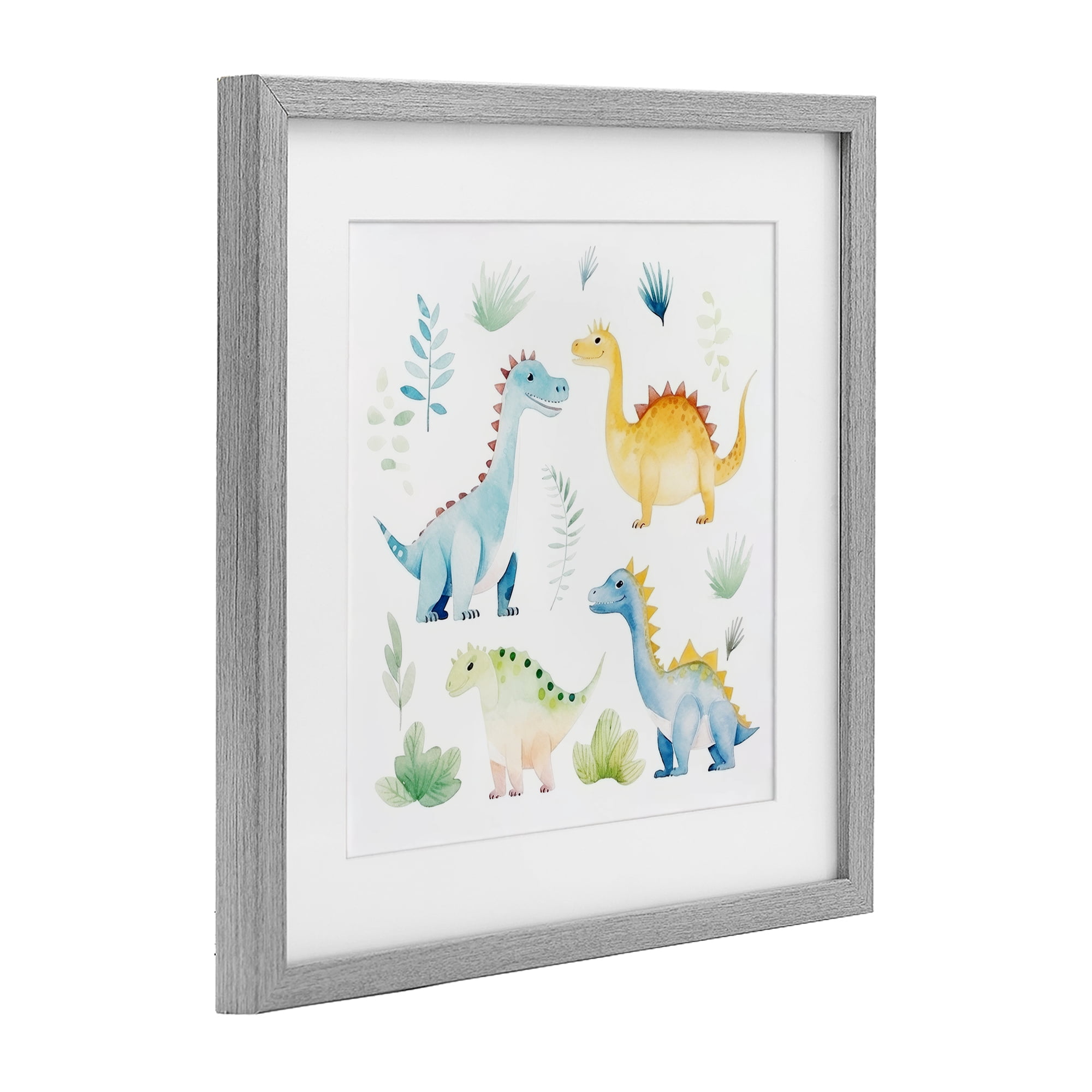 Stupell Industries Playful Dinosaur Wonderland Gray Framed Print Under Glass, design by Lazar Studio