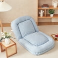 thumbnail image 3 of 42.5'' Foldable Human Dog Bed with Adjustable Backrest, Multifunctional Upholstered Sofa Bed with 2 Pillows, Pet Sleeping Bed for Bedroom, Living Room, Blue, 3 of 6