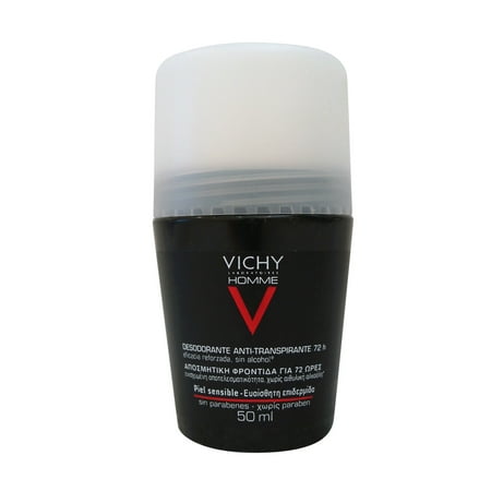 Vichy Homme 72 Hour Roll-On Deodorant for Sensitive Skin 50 (Best Antiperspirant For Sensitive Skin Men)