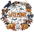 thumbnail image 1 of Decoración de Halloween, corona de madera con forma de fantasma para puerta de entrada, letreros de pared, letrero de calabaza, murciélago, gato negro, feliz Halloween, letrero colgante para, 1 of 5