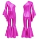 thumbnail image 3 of Mono de baile metálico brillante con parte inferior de campana para niñas, traje de actuación de baile de Jazz y Ballet con un hombro y manga acampanada, 3 of 5