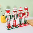 thumbnail image 3 of Soldado Cascanueces de Navidad pintado a mano, adorno creativo de madera para escritorio, marioneta artesanal, decoración navideña para el hogar y la Oficina, 25cm, 3 of 4