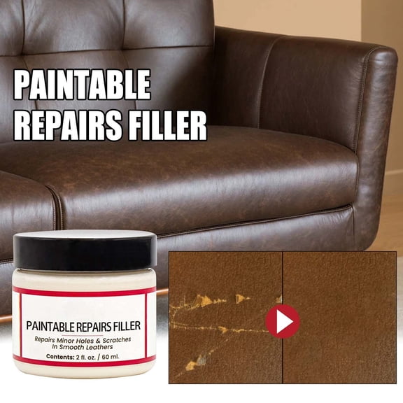Hovmgk Leather Crack Repair Filling Paste, Flexible & Paintable Leather Filler for Holes, Scratches & Tears in Car Seats, Furniture & Shoes, Works on Vinyl & Patent Leather, Easy Repair Solution