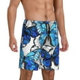 thumbnail image 3 of Rocae Blue and White Butterflies for Men's Soft Sleep Pajama Shorts, Waistband and Pockets, 3 of 9