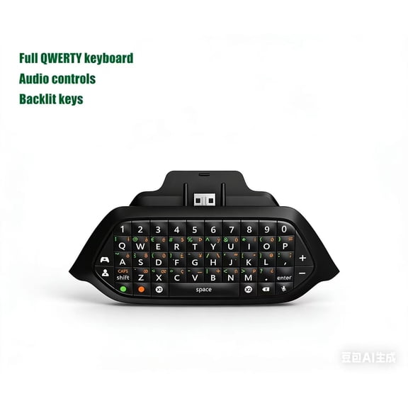 Wireless Keyboard for Xbox One Controller,Xbox Series x/s,Green Backlight Gaming Chatpad Keypad with USB Receiver 3.5mm Audio Jack,Xbox Accessories for Xbox One/One S/Elite/2 Controller, Black