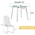 thumbnail image 3 of 42" Glass Dining Table Set for 6, Round Dining Room Table Set for 6, Modern Kitchen Table Set with 6 PU Leather Chairs and Arched Metal Legs for Dining Room, White, 3 of 8