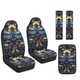 thumbnail image 7 of Xoenoiee Dragonfly Flower Print Cars Seat Covers Full Set of 5, PU Leather Car Accessories with Seat Belt Covers Pads and Center Console Cushion Pad for Most Vehicles, 7 of 7