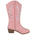 thumbnail image 3 of Forever Women Cowgirl Cowboy Western Stitched Mid Calf Boots Pointy Toe Side Zipper Bling Rhinestone Glitter Western-19 Pink 8, 3 of 3