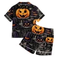 thumbnail image 6 of CONZONE Halloween Toddler Girls Pajamas Graphic Pjs Set Hallowmas Jammies Short Sleeve Button Down Shirts Shorts 2 Piece Sleepwear Loungewear for Kids, 6 of 7