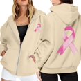 thumbnail image 2 of Breast Cancer Awareness Hoodies for Women 2025 Zip Up Long Sleeve Hoodie with Pockets Hooded Sweatshirt Women Jacket, 2 of 7