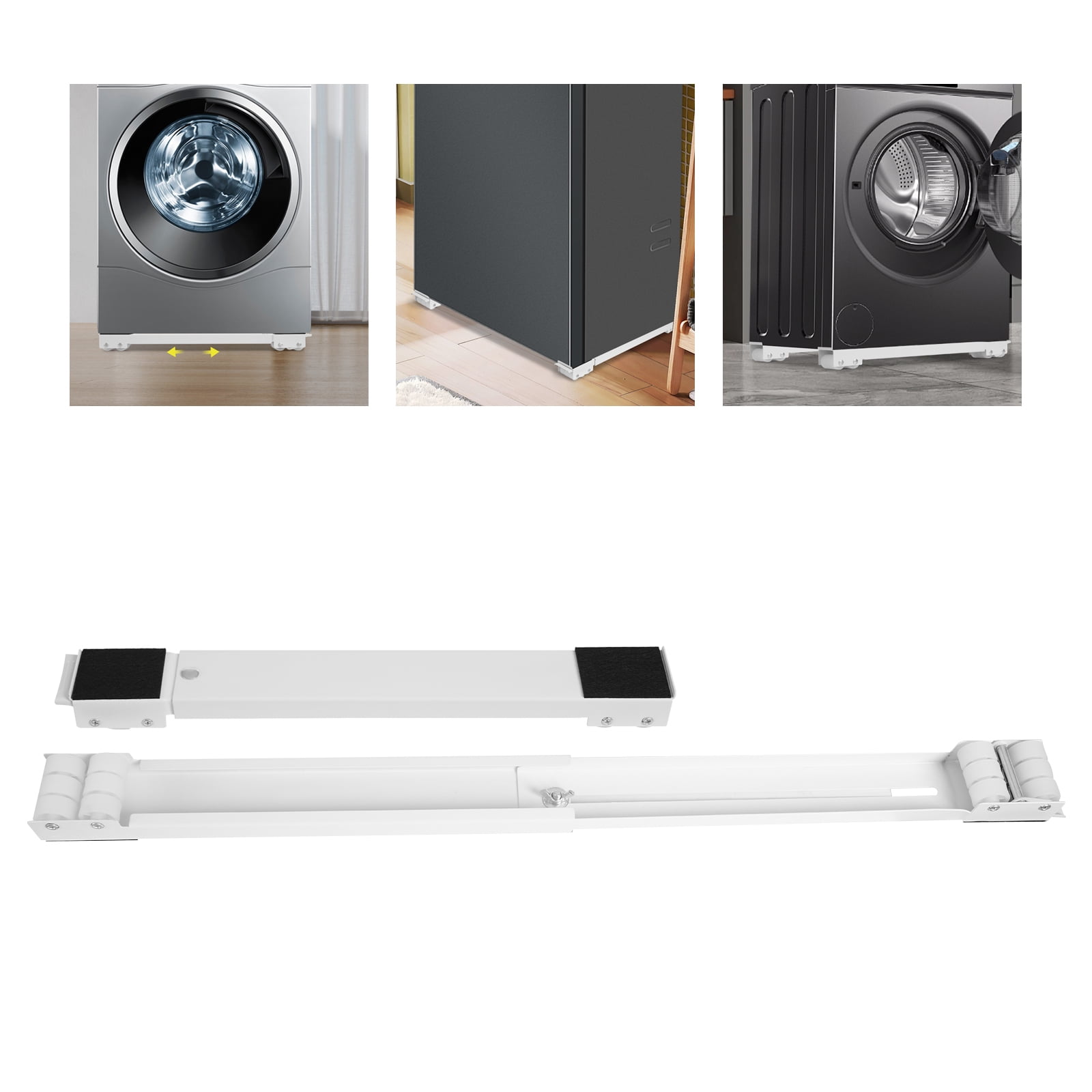 Adjustable Fridge Stand, 24 Wheels Washing Machine Base Stand Appliance Rollers, Furniture Dolly Extendable Mobile Washing Machine Base Stand for Home Laundry Rooms