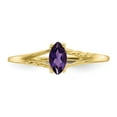 thumbnail image 4 of Solid 10k Yellow Gold Genuine Amethyst Purple February Gemstone Birthstone Marquise Engagement Ring Size 5.5, 4 of 6