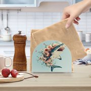 WOBOGO A Shark Full Of Flowers Clear Acrylic Napkin Holder Kitchen Tissue Face Towel Cocktail Rack Bar Restaurant Dinner Paper Dispenser