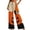 120#Orange, variant on Womens Wide Leg Pants Halloween Pumpkin Print Drawstring Waist Baggy Pajama Lounge Trousers