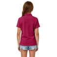 thumbnail image 4 of Girls Breathable Polo Shirt Kids Short Sleeve School Uniform Golf Shirt Casual Quick Dry Three-Button Polo Shirt 110, 4 of 7