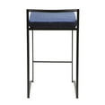 Fuji Contemporary Stackable Counter Stool In Black With Blue Velvet