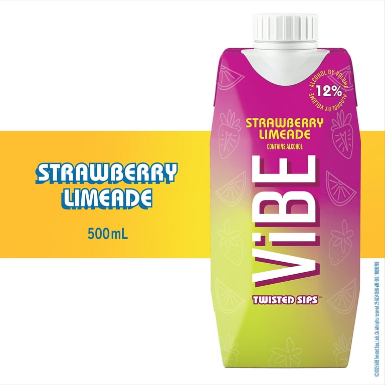 ViBE Twisted Sips Strawberry Limeade, 500mL Box, 12% ABV - Walmart.com