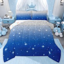 Castle Fairy Gradient Glitter Print Full Size Comforter Sets,Abstract Ombre Bedding Sets