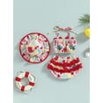 thumbnail image 4 of Elippeo Baby Girl 3pcs Swimsuits 6 12 18 24 Months Fruit Print Bandage Halterneck Sleeveless Tops Beach Shorts and Hat Set Swimwear, 4 of 9